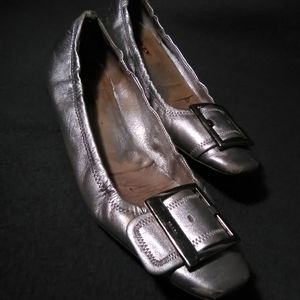Prada silver ballet flats